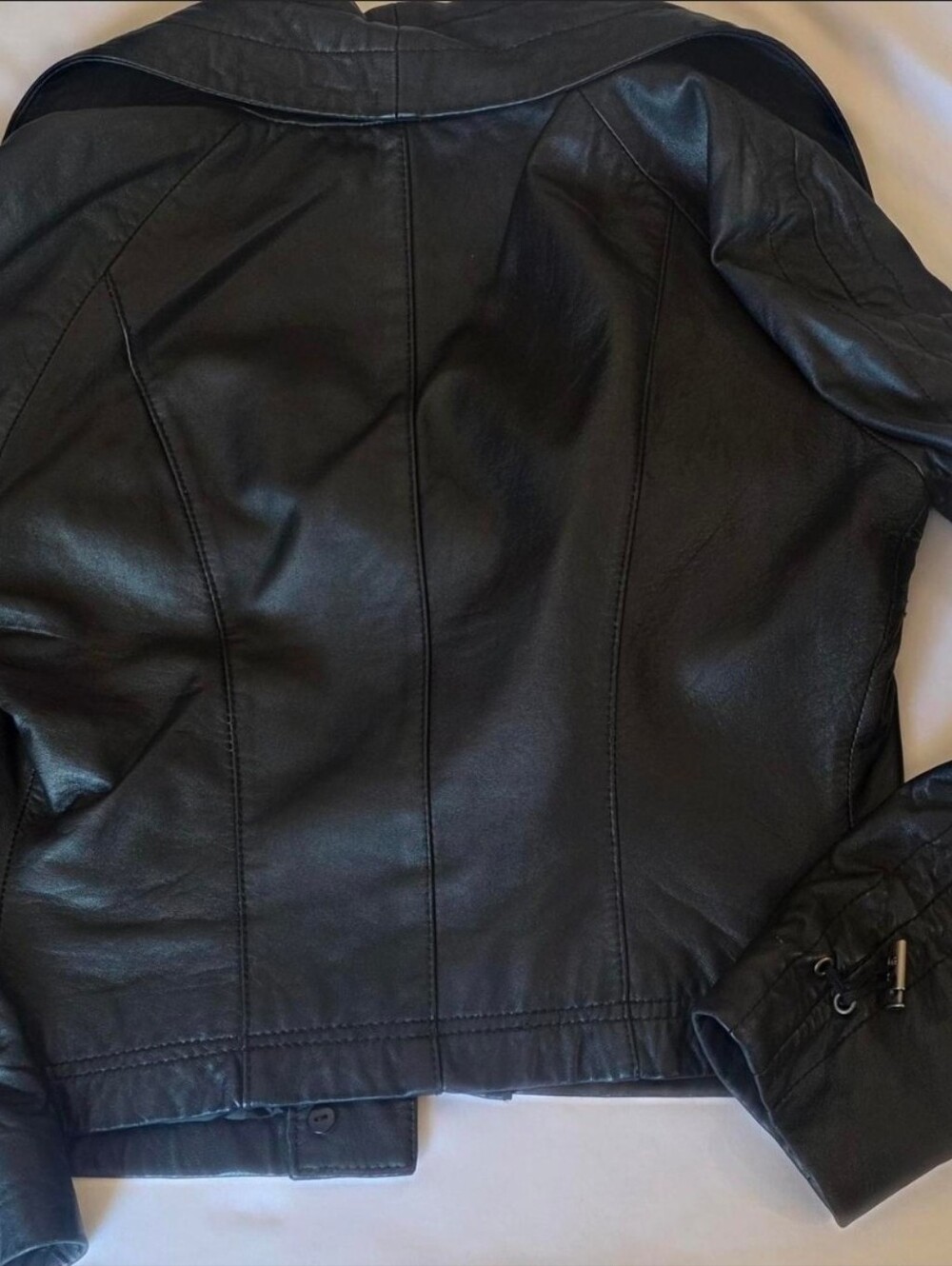 bebe Black Leather Jacket with Satin Lining - Picture 4 of 4